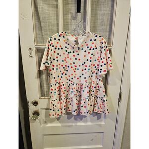 Multi‎ Color Polka Dot Tiered Women's Blouse Size XL